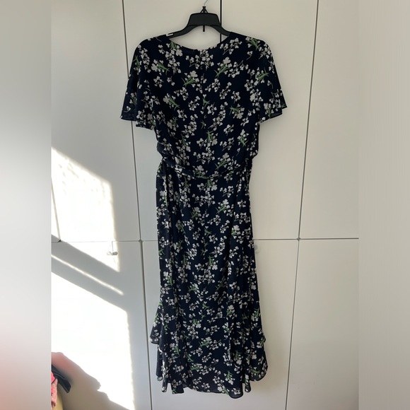 RACHEL Rachel Roy Faux Floral Wrap Dress in Navy Size 14 - Picture 4 of 7